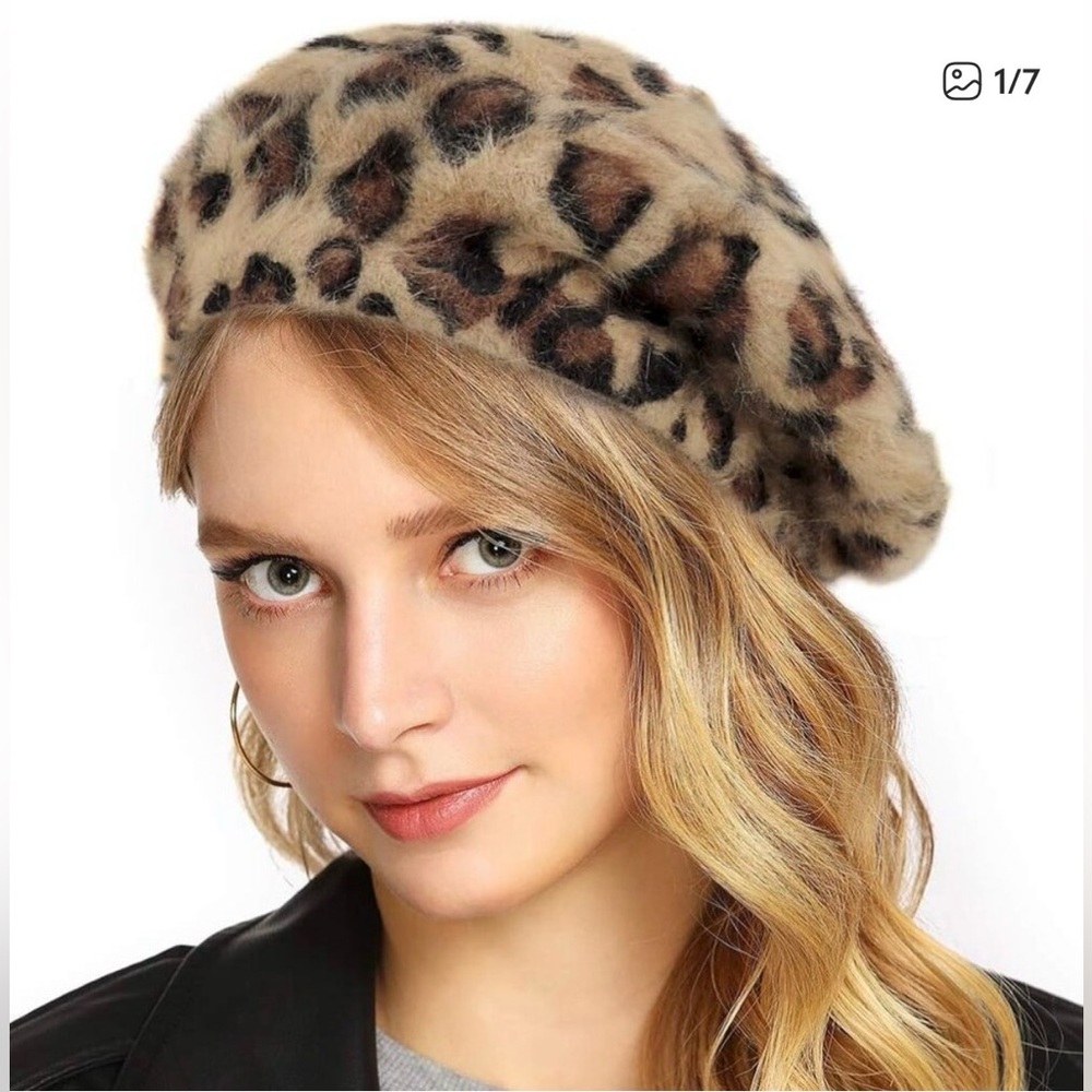 ADORA Leopard Pattern Beret - Brown and Black